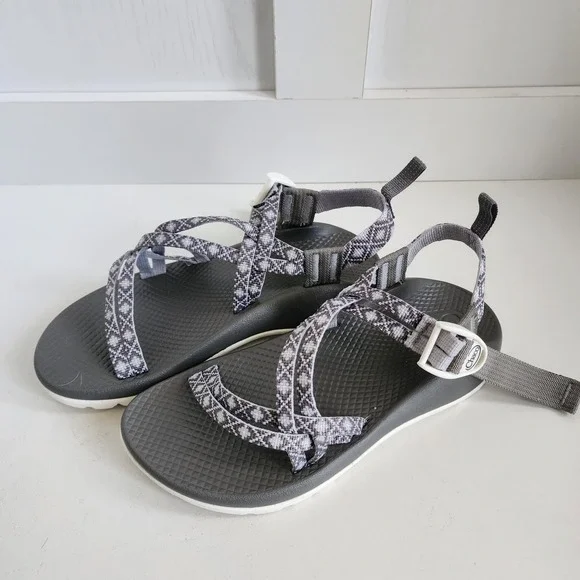 **Chaco Z/1 Ecotread Sandals Diamond Gray Strappy Hiking Shoes Kids 4 Womens 6
