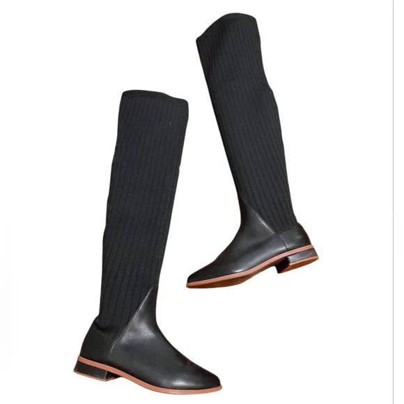 Kelsi Dagger Brooklyn Alvale Black Over The Knee Sock Boot Size 7.5