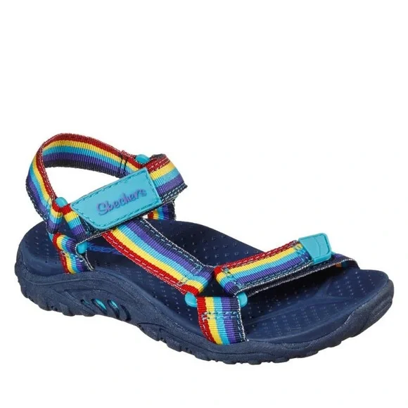 Skechers Kids Rainbow Reggae Multicolor Strap Sandals - Navy, EUC, size 4
