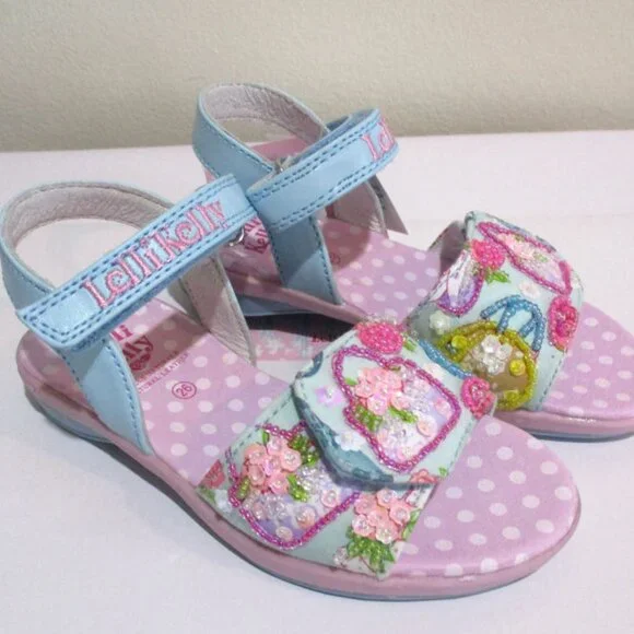 Lelli Kelly Italy  Sparkly Beaded Toddler Girls Sandals Shoes size‎ 6 NEW Blue