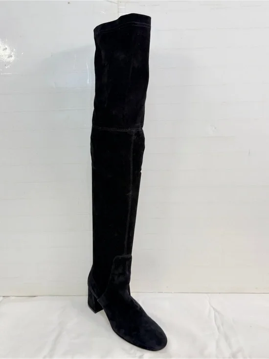 NEW AGL Black Over-the-Knee Suede Block Heel Boots, Size 37