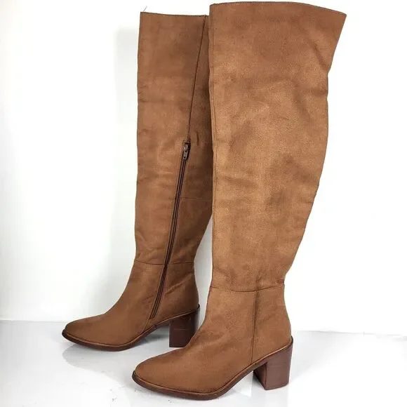 Seychelles Paradise City Leather Over the Knee Boots Brown Size 8.5
