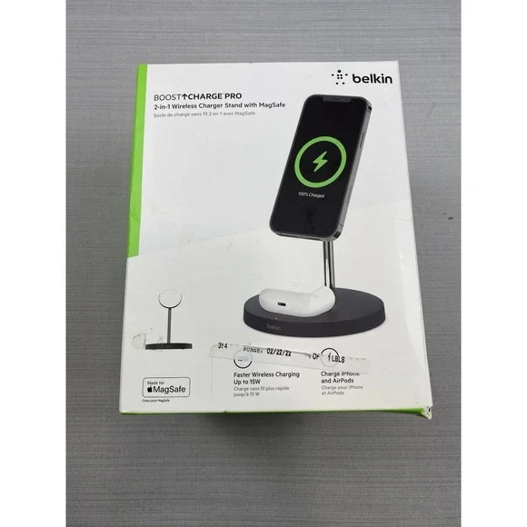 Belkin Boost Charge Pro 2-in-1 Wireless Charger Stand with‎ MagSafe - Black