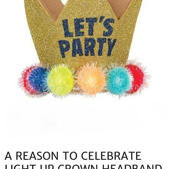 Glitter Gold Party Crown with Pom Poms