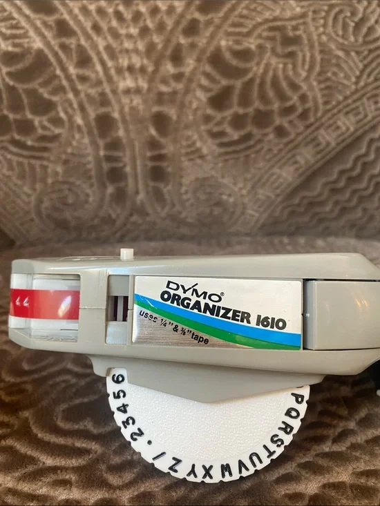 Retro Dymo Organizer 1610 and Rotex Handheld Label Makers in light gray red