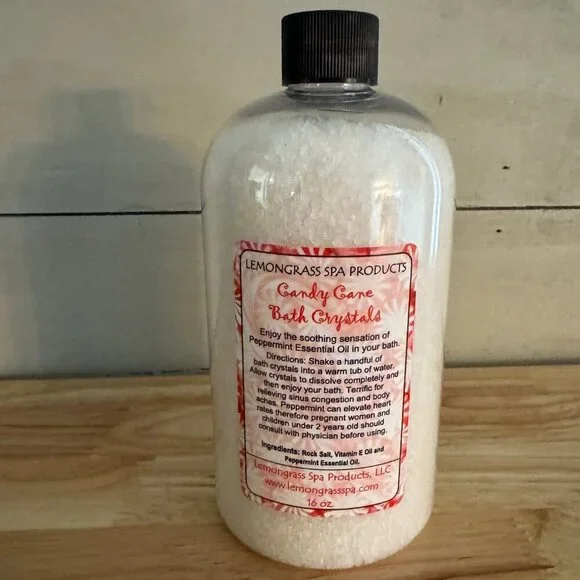 New Lemongrass Spa Products Candy Cane Bath Crystals 16 oz