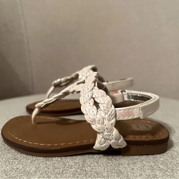 NWT Wonder Nation girl’s iridescent white braided sandals