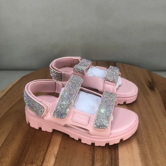 Mudd Muddygirl Pink Rhinestone Embellished Chunky Sole Sport Sandals Toddler 12
