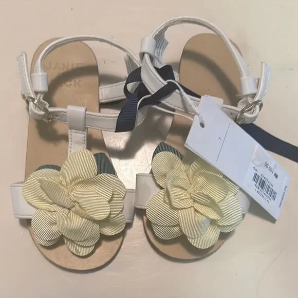 Janie and Jack White and Cream Kids Sandals