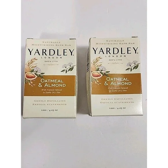 2 Bars Yardley London Oatmeal & Almond Moisturizing Bath Soap 4 oz Each New
