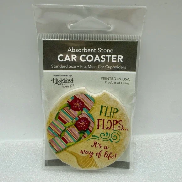 Highland Home Absorbent Stone Car Coaster Flip-Flops It's A Way Of Life