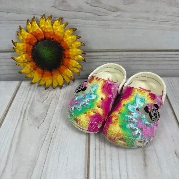 Disney Minnie Mouse Tie Dye Crocs‎ Clog Shoes Toddler 9C
