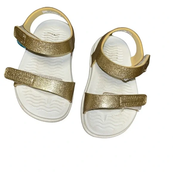 Girls native Charley Sugarlite Child Gold Glitter sandals toddler size 6