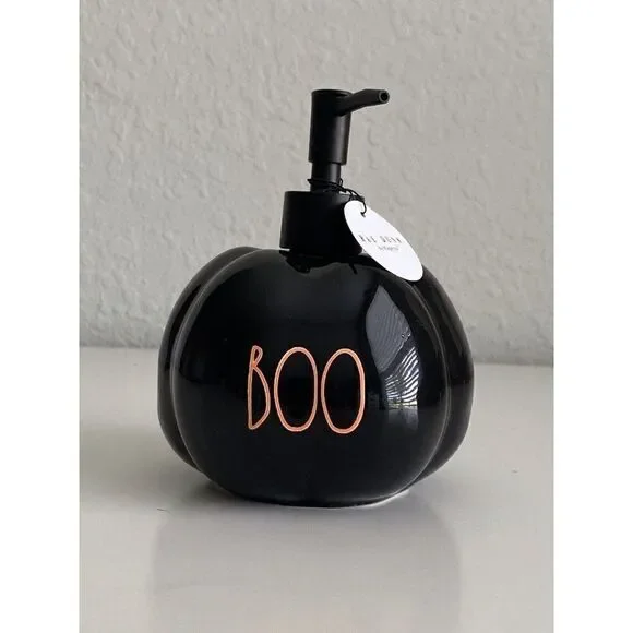 Rae Dunn “BOO” Black‎ Pumpkin Soap Lotion Dispenser Halloween 2022 NEW