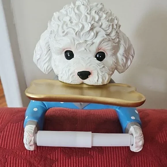 NWOT Ceramic Dog Toilet Paper Holder