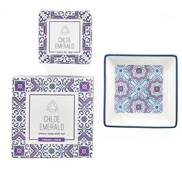 Chloe Emerald Emery Soap Dish Set • NIB