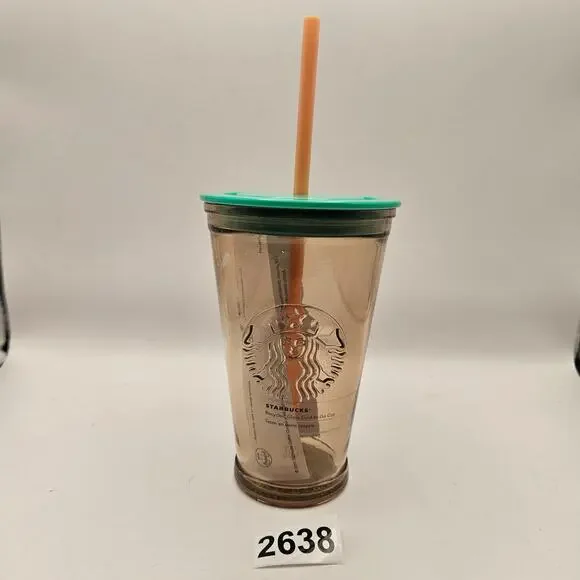 STARBUCKS PEACH GLASS TUMBLER 16oz/473ml NWT