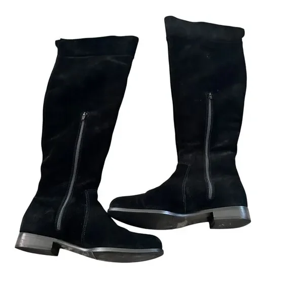 La Canadienne 6 M Women Henley Black Suede Waterproof Riding Tall Zip Boots