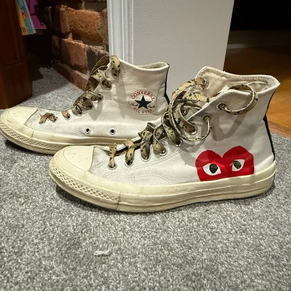 Converse High-Tops‎ with Red Heart and Cream Canvas
