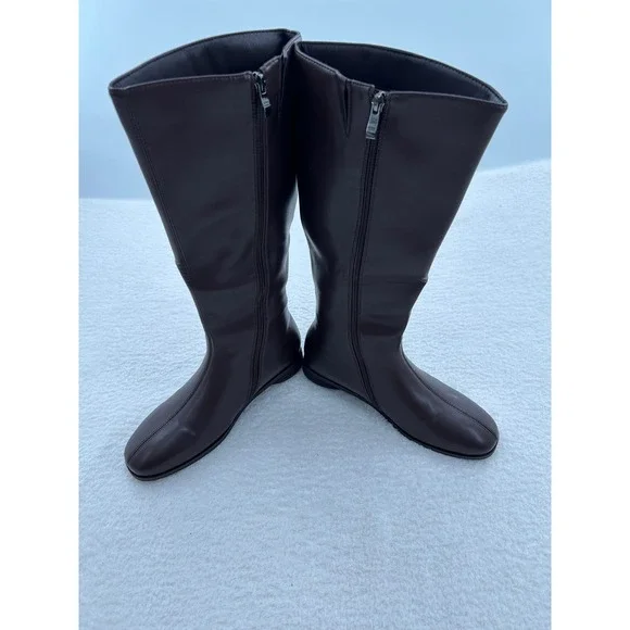 SLXCHBSL Brown Flat Knee High Tall Boots Side Zip Womens Size 9 NEW