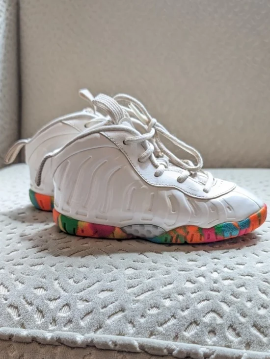 Nike Lil Posite One GS Fruity Pebbles Toddler 8C White Lace Up‎ Sneakers No Box