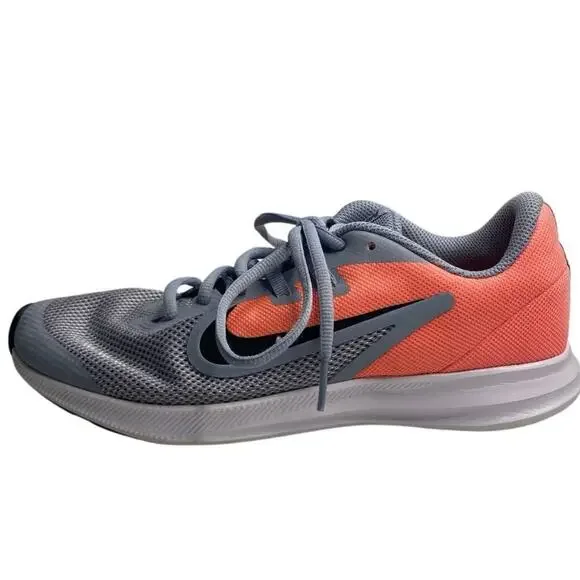 Nike Downshifter Running Shoe Sneakers Athletic Gym Gray Orange‎ Youth Size 7Y