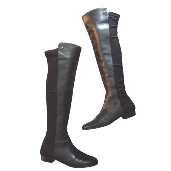 Vince Camuto Karita Knee High Black Leather Over The Knee Boots Size 6.5