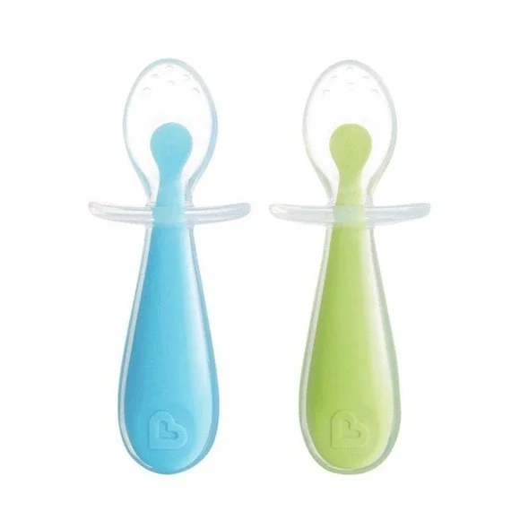 Munchkin Gentle Scoop Silicone Training‎ Spoons, 2 Pack, Blue/Green