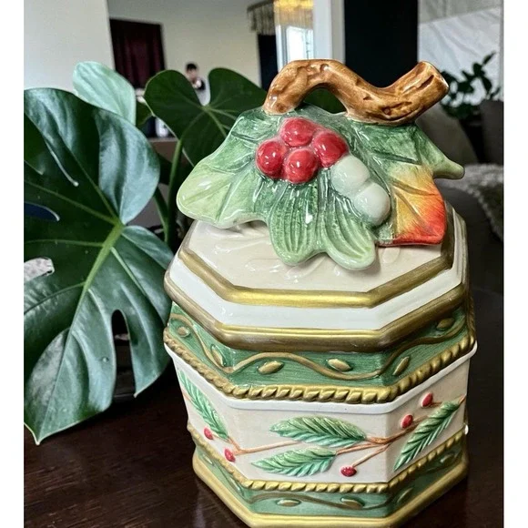 Fitz & Floyd Classics Winter Wonderland Candy Bowl Dish Trinket Box With Lid