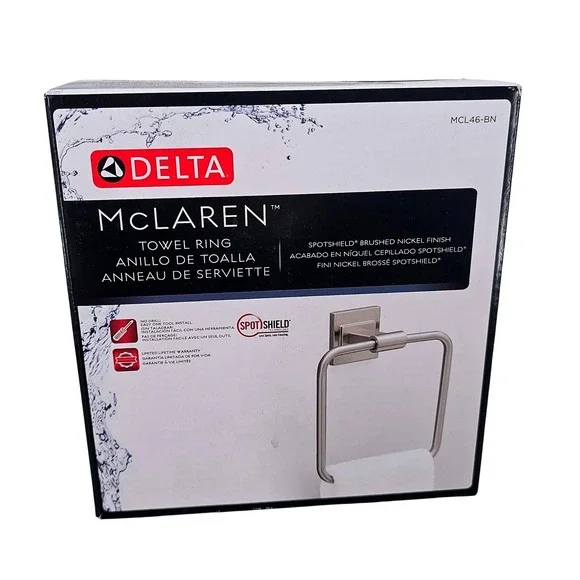 Delta McLaren Towel Ring SpotShield Brushed Nickel MCL46-BN Modern Bathroom