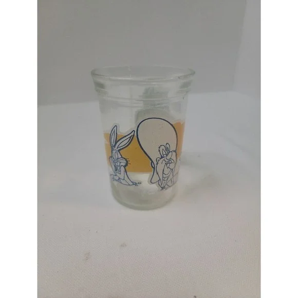 1994 Warner Brothers Looney Tunes Green Jelly Jar Bugs Bunny Yosemite Sam
