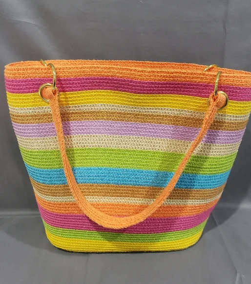 Colorful Striped Tote Bag