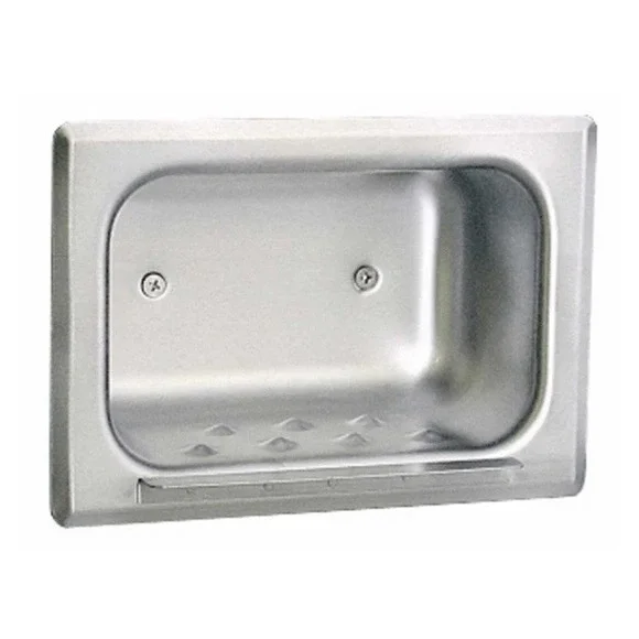 Bobrick B-4380 - Recessed Heavy-Duty Soap Dish w/ Mounting Clamp