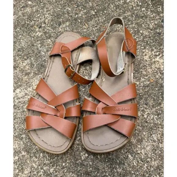 Salt Water Sandals The Original Girls Youth 4 = Women's Size 6 Leather Strappy