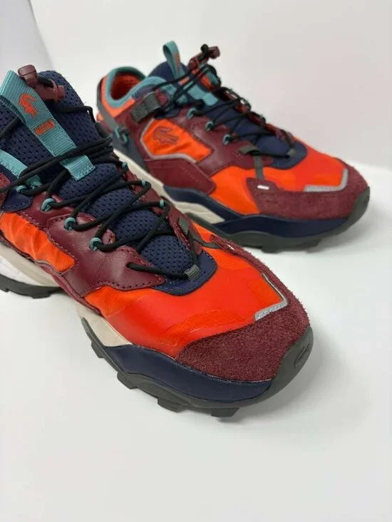Lacoste L-Guard Breaker Sneakers Mens US 9.5 Orange Burgundy Shoes