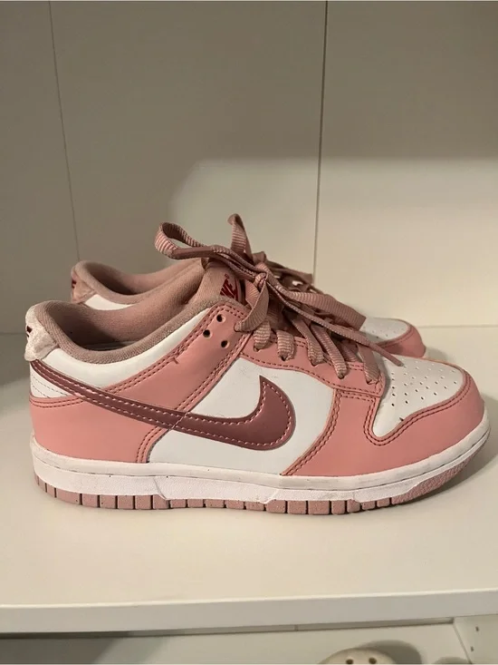 Nike Pink and White Low-Top Dunks