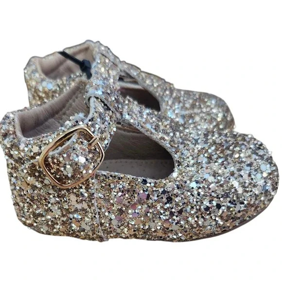 A Bear‎ Co Toddler Size 3 Gold Glitter T-Strap Flats