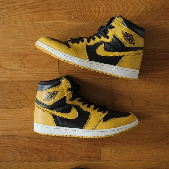 Jordan 1 Retro High OG Men Pollen Yellow Black Leather Streetwear 10 555088-701