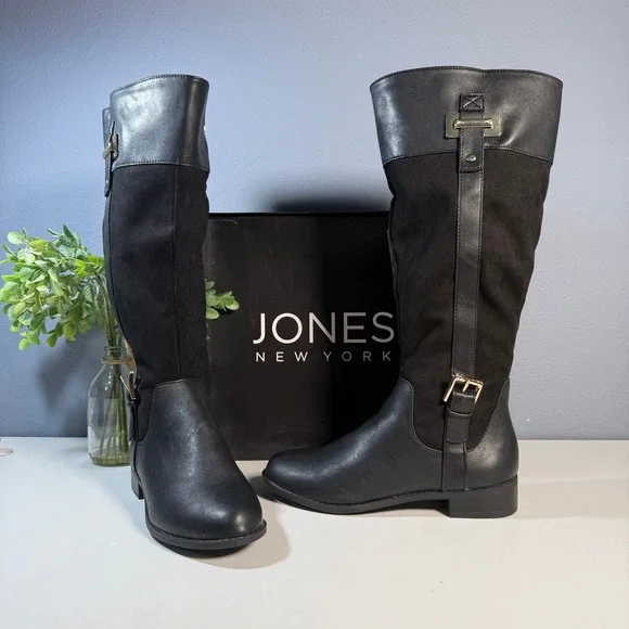 Jones New York Leodenn Black Smooth Micro‎ Tall Riding Boots Women Size 5.5