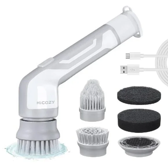 Cordless Electric Spin Scrubber - 2 Speeds - 4 Replaceable Brush Heads - IPX7
