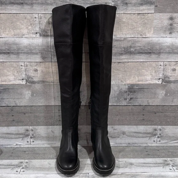 TORY BURCH MILLER LUG SOLE OVER-THE-KNEE BOOT - PERFECT BLACK - SZ - 6M