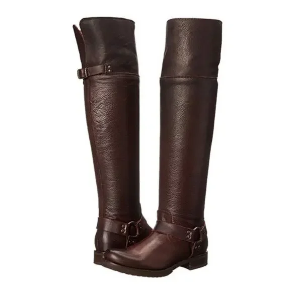FRYE Veronica over the knee dark brown leather boots- 7
