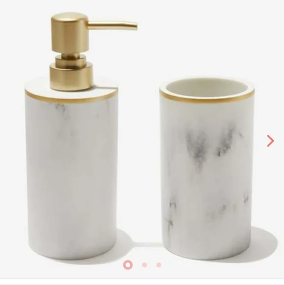 Sunday Citizen Resin Bath Set 11oz Soap Dispenser & 11oz Toothbrush Holder New