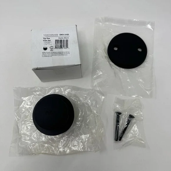 Westbrass 1.5 Inch Universal Tiptoe Bathtub‎ Trim Set w/ 2 Hole Faceplate, Black