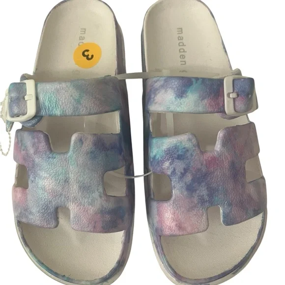 Madden Girl‎ Pastel Buckle Comfy Slides Sandals Brand New