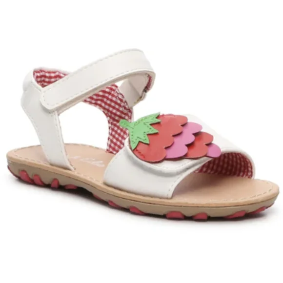 NIB Olive & Edie Lil' Sweetie Sandal Strawberry Appliqué Shoe Size 8T