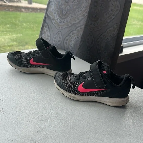Nike Black and Pink Sneakers with Mesh Upper
