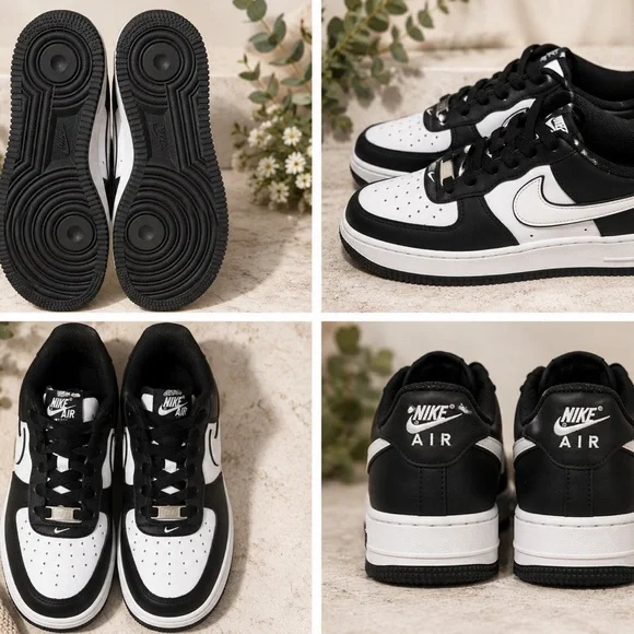 Nike Kids Black and White Low-Top Air Sneakers