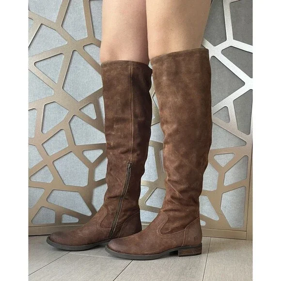 New Born Børn Britton Knee Boot Leather Low Block Heel 7.5 Women Rts260