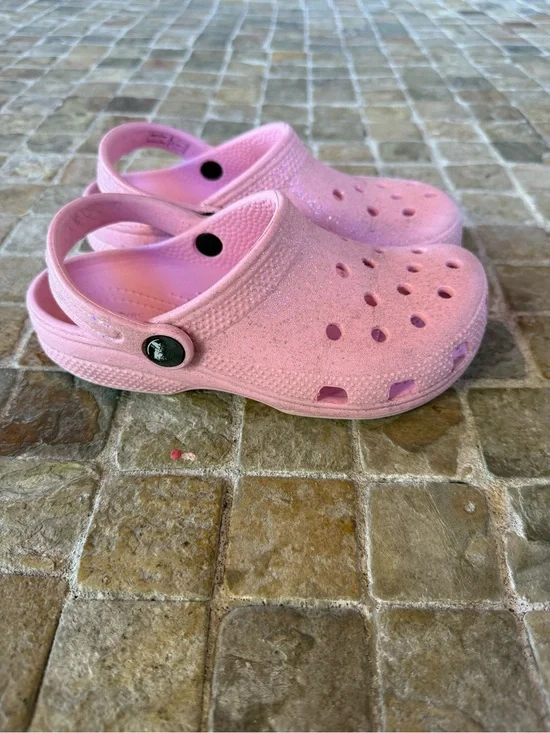 GlitterCrocs Kids' Pink Classic Clog - Comfortable Everyday Shoe